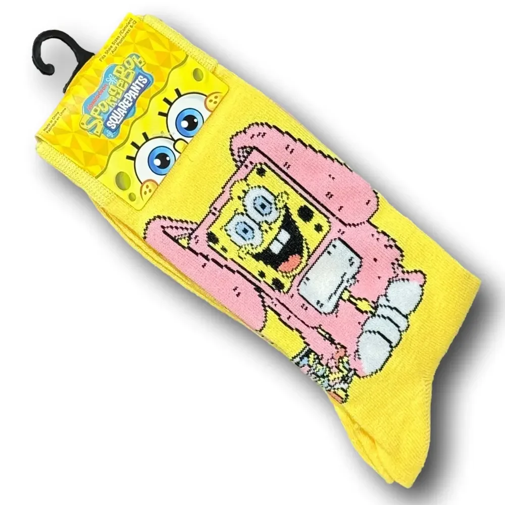 3/$20 Sponge Bob Square Pants & Patrick Easter Funny Novelty Crew Socks - NWT